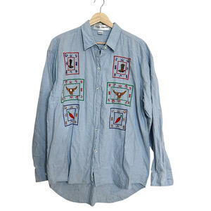 Vintage Southwestern Embroidered button down shirt western